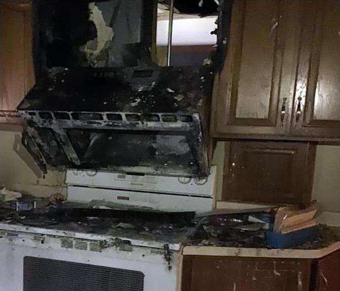 Stovetop fire in this kitchen